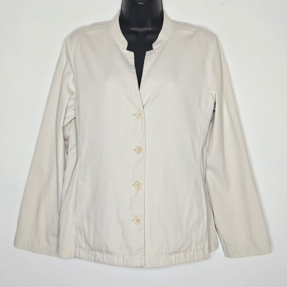 Eileen Fisher Blazer Womens Small Ivory Career Minimalist Lightweight - Picture 2 of 12